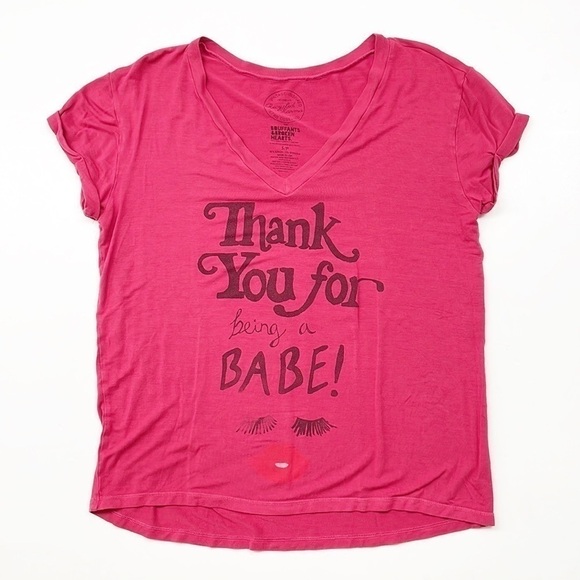 Recycled Karma Tops - Recycled Karma Thank You For Being A Babe red v-neck t-shirt